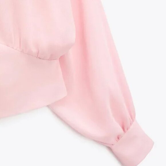 Zara Fitted Waist Flowy Pink Blouse Size L - Picture 4 of 7